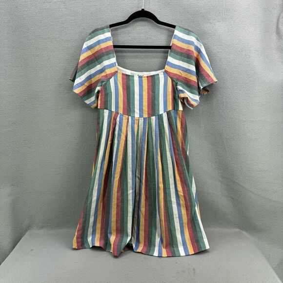 Madewell Square-Neck Mini Dress in Festival Stripe Size S - Picture 11 of 11